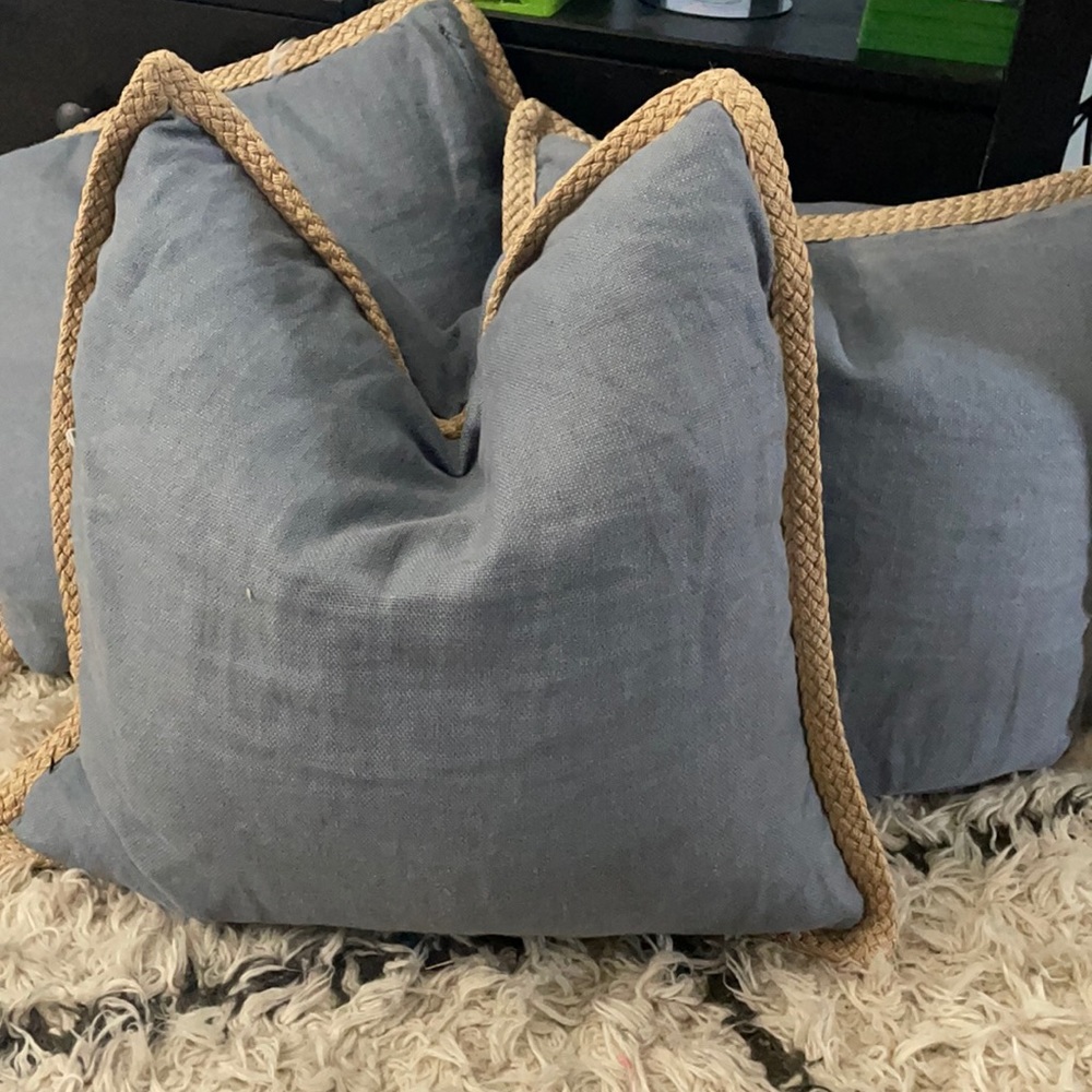 3 matching pottery Barn pillow covers in denim